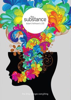 the substance by albert hofmann's lsd book cover with an illustration of a woman's head and colorful flowers