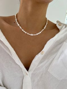 ✿ Material: High-Quality Baroque Freshwater Pearls ✿ Finish: 14K US Gold-Filled Findings ✿ Size: Approx. 16 inches in length with an additional 2 inches adjuster ✿ Tarnish resistant, hypoallergenic, safe for sensitive skin Affordable Pearl Choker With Round Beads, Beads Craft Jewelry, Beads Craft, Gold Bond, Craft Jewelry, Pearl Choker Necklace, Jewelry Lookbook, Freshwater Cultured Pearls, Pearl Choker