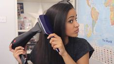 3 Ways to Blow Dry Hair Straight - wikiHow Straight Curly Hair, Hair Care Essentials, Haircare Shampoo