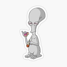 an alien eating a donut sticker