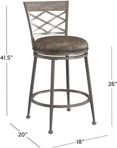 the measurements for an upholstered bar stool with metal frame and backrests