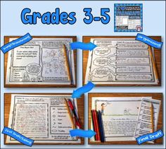 four different types of writing paper with the words grade 3 - 5