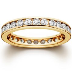 A continuous band of diamonds is the perfect symbol for eternal love. And what better way to honor your own eternal love than with a 1 1/2 CT Channel Set Eternity Diamond Ring set in 14K yellow gold? Available now at Pompeii3. #EternityRing Rings Eternity, Eternity Ring Gold, Diamond Eternity Ring, Eternity Rings, Wedding Anniversary Rings, Gold Wedding Ring, Forward Thinking, Jewelry Hand, Eternity Ring Diamond