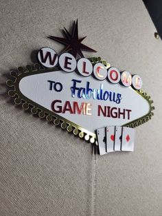 a sign that says welcome to fabulous game night