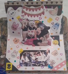 a collage of photos and stickers on a piece of paper