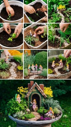 how to make a fairy garden in a birdbath with miniature figurines