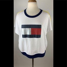 Tommy Hilfiger Sport Short Sleeve Sweatshirt Nwt Tommy Hilfiger Graphic Tee With Crew Neck, Sporty Tommy Hilfiger Tops With Graphic Print, Tommy Hilfiger White Crew Neck Top, Tommy Hilfiger Spring Crew Neck Tops, Tommy Hilfiger Crew Neck Tops For Spring, Tommy Hilfiger Crew Neck Top For Summer, Tommy Hilfiger Summer Crew Neck Top, Tommy Hilfiger Casual Crew Neck Tops, Tommy Hilfiger Casual Graphic Print Tops