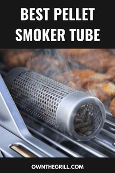 the words best pellet smoker tube on top of an image of donuts