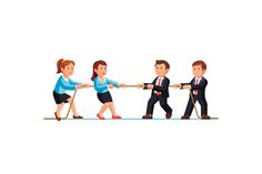 business people tuging each other with their hands