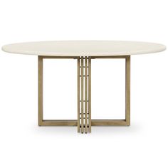 a white table with metal legs and a circular top, on a white background the table is made out of wood