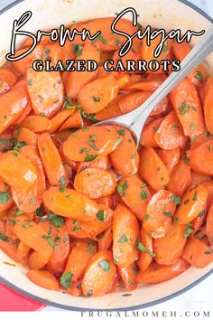 a bowl filled with cooked carrots and garnished with parsley