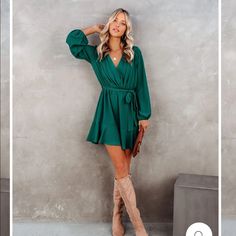 Brand New. Never Worn. Have Both A Size M And A Size L Green Mini Dress For Fall Brunch, Green Flowy Mini Dress For Fall, Vici Dress, Long Sleeve Fitted Dress, Satin Long Sleeve, Found You, Summer Fits, Patchwork Dress, Vacation Style