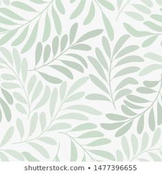 a green and white wallpaper pattern with leaves on the back ground, in shades of gray