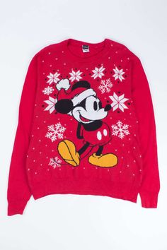 This is a vintage ugly Christmas pullover. That means: We only have one -- so you can't choose a different size or quantity. The size listed on the original tag may not be an accurate indication of the fit. The chest / bust size and length measurements are the most accurate way to estimate the fit. This item may show normal signs of wear, as is typical of vintage clothing. Size and condition notes: Disney Sweaters Vintage, Disney Princess Ugly Christmas Sweater, Christmas Mickey, Christmas Pullover, Mickey Christmas, Disney Sweaters, Red Sweater, Disney Christmas, Christmas Colors