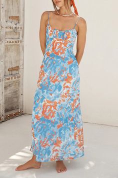 Details: Material: Polyester Style: Sexy, Vacation Pattern Type: Floral Element: Patchwork Neckline: U Neck Silhouette: Sling Sleeve Style: Spaghetti Strap Sleeve Length: Sleeveless Fit Type: Loose Clothing Length: Long Type: Full Print Size(in) Bust Waist Dresses Length S 33.9 26.8 50.4 M 35.4 28.3 50.8 L 37 29.9 51.2 XL 38.6 31.5 51.6 Tips:Due to the many variations in monitors, the color in the image could look slightly different, please take physical design and color shall prevail.Please allow 0.4"-1" differs due to manual measurement. Summer Maxi Dress With Adjustable Straps And Stretch, Summer Stretch Maxi Dress With Adjustable Straps, Fitted Cami Maxi Dress For Beach, Stretch Maxi Dress With Adjustable Straps For Summer, Winter Mini Dresses, Loose Clothing, Floral Patchwork, Mini Robes, Sling Dress