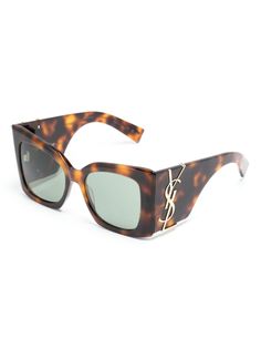 Saint Laurent Eyewear Blaze tortoiseshell-effect Sunglasses - Farfetch Ysl Glasses, Ysl Logo, Sunglasses Brown, Havana Brown, Square Frame, Square Frames, Tortoise Shell, Havana, Protective Cases