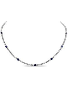 Color Stone:Blue Sapphire Elegant Blue Tennis Necklace For Gift, Luxury Elegant Blue Tennis Necklace, Luxury Silver Gemstone Tennis Necklace, Sapphire Multi-stone Necklace As A Gift, Classic Gemstone Tennis Necklace - Gift, Emerald Blue, The Time Has Come, Colored Stone, Colored Stones