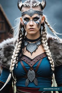 Diy Warrior Costume Woman, Viking Women Costume, Viking Couple Costume, Diy Viking Costume Woman, Viking Halloween Costume Women, Viking Costume Female, Viking Makeup Female Warrior, Viking Headpiece, Women Viking Costume