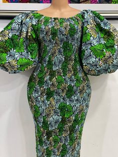 African Dress Patterns, Puff Sleeve Bodycon Dress, African Print Pants, Best African Dresses, African Fabrics, Elastic Thread, Bodycon Dress With Sleeves, African Print Dress, Maternity Gowns