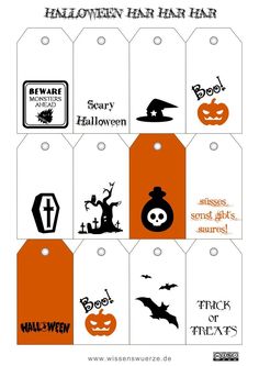 halloween hang tags with different designs on them