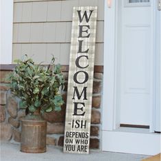 PRICES MAY VARY. Highest Quality Materials: This handcrafted Porch Board Hanging Welcome Sign and Porch leaner is made of a specially developed, 100% weatherproof, composite material that will not rot, warp, or fall apart with rain. It is printed with weatherproof UV Inks that won’t fade, peel or crack. It measures 8” high x 46.5” wide x .4” thick, weighs 3.5 lbs. and is designed for both Outside and Inside home, door and porch decoration use. Beautifully Crafted Sign for Every Occasion: Our ver Yard Deck, Door Porch, Front Door Porch, Porch Welcome Sign, Farmhouse Porch, Home Decor Quotes, Deck Patio, Serve The Lord, Farmhouse Rustic