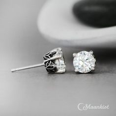 White Sapphire Stud Earrings White Stud Earrings Filigree | Etsy Dazzling Diamond White Diamond Earrings For Gift, Diamond White Earrings With Prong Setting As Gift, Silver Brilliant Cut Diamond Earrings As Gift, Silver Brilliant Cut Diamond Earrings For Gift, Silver Diamond Earrings With Brilliant Cut For Gift, Silver Lab Grown Diamond Earrings Gift, Gift Silver Brilliant Cut Diamond Earrings, Moissanite Round Cut Earrings For Gift, Round Cut Moissanite Earrings For Gift