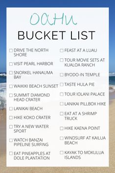 the beach bucket list with text overlay