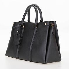 Handbag Lara Medium Leather Women’s Handbag | Women's Bag - Black Color Bouletta Shop Luxury Black Bag For Daily Use, Luxury Black Satchel With Top Carry Handle, Luxury Black Satchel For Daily Use, Luxury Black Satchel Briefcase, Luxury Black Bag With Detachable Handle, Luxury Black Box Bag For Daily Use, Classic Black Office Bags, Luxury Black Tote Briefcase, Luxury Black Satchel With Double Handle