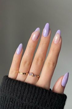 Light Purple Nails, Violet Nails, Almond Acrylic Nails, Oval Nails, Pastel Nails