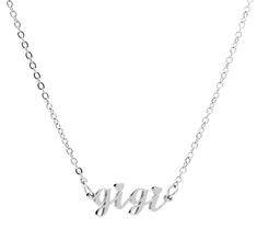 PRICES MAY VARY. ❤️Material--This GIGI name necklace is made of 316L stainless steel, stronger and more durable, will never fade, rust, tarnish, corrode, stain, never turn skin green. ❤️Dimensions--Letter Pendant Size: 9 * 22 Millimeters; Chain Length: 45 Centimeters + 5 Centimeters Extension. Color: Silver. ❤️This name necklace makes the perfect gift for Gigi Mimi or Grandma! She will love receiving and wearing it. What an adorable way for her to carry her loved ones with her. ❤️The dainty neck Gigi Name, Gigi Gift, Name Necklace Silver, Gifts For Grandma, Simple Pendant, Birthday Gifts For Grandma, Engraved Pendant, Christmas Packaging, Grandma Gift