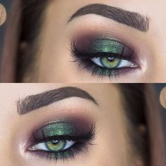 Machiaj Smokey Eyes, Makeup Cantik, Green Smokey Eye, Makeup Looks For Green Eyes, Makeup Tip, Vert Turquoise, Beautiful Eye Makeup