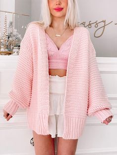 Tops | Sassy Shortcake Boutique - Sassy Shortcake Pink Fluffy Cardigan, Valentines Day Outfits Pink, Girly Spring Outfits, Girly Outfits Classy, Sparkle Romper, Definition Of Cute, Sassy Shortcake, Fluffy Cardigan, Spring 23