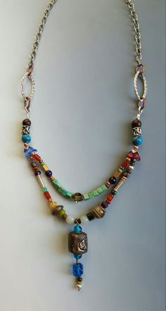 "Multi-stones, front double strand sterling beads, copper, turquoise, agates, glass, vintage beads on carved oval silver and copper links, open link pewter chain.  Light weight. 32\"	in stock	95.00 USD	"	0.00 USD	Jewelry > Necklaces > Beaded Necklaces "	sellers_with_a_sale	false	https://www.etsy.com/listing/493017641/frosted-amethyst-beads-sterling-beads	adult	etsy://listing/493017641?ref=applinks_android	JaneRosenJewelry	Purple	new	en-US	"	true	unisex	0.32	Apparel & Accessories > Jewelry > Brac Necklaces Beaded, Vintage Beads, Copper Turquoise, Pretty Jewelry, Amethyst Beads, Beaded Necklaces, Multi Stone, Pretty Jewellery, Accessories Jewelry