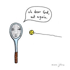 a drawing of a tennis racket hitting a ball with it's racquet