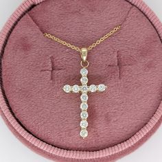 "Simple natural diamond cross necklace- Metrica 14k gold diamond cut chain. An easy Lobster claw makes for safe and comfortable wear. The perfect pendant to wear anywhere.  Also the perfect necklace to gift! Approx Gold weight: 3.40g Approx Diamond Weight: 12/ 0.96cts Available lengths: 16\",17\",18\" FREE SHIPPING AND FREE RETURNS means that you can try anything you like on us! So, give it a chance :) Shop Policies: Warranty One year warranty is automatically offered with all purchases of $500+ -- This covers all accent diamonds and loose prongs -- An extended warranty can be purchased for an additional charge Please note, any work done on the jewelry by an outside vendor will void this warranty. Contact us first and we can find the best options together to keep your jewelry safe Domestic Gift Diamond Cut Crucifix Necklace, Diamond Cut Crucifix Necklace As A Gift, Crucifix Diamond Cut Necklace As Gift, Diamond Cut Crucifix Necklace For Gifts, Crucifix Diamond Cut Necklace For Gifts, Gold Necklace Chain, Designer Silver Jewellery, Jewelry Showcases, Jewelry Safe