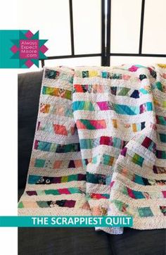 the scrappies quilt book is open to show it's colorful pattern and cover