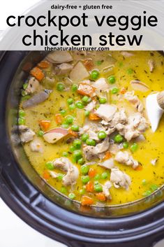 the crockpot veggie chicken stew is ready to be eaten