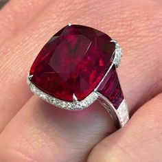 925 Sterling Silver 3.10 CT Cushion Cut Red Ruby Lab Created Wedding Ring | eBay Ruby Engagement Ring Eragem, Wedding Ring Diamond And Ruby, Red Ruby Ring Diamond, Ruby Costume Jewelry, Ruby Diamond Rings Square, Ruby Jewelry Stone, Queen Elizabeth Ring Engagement, Tuby Ring, Sterling Silver Ruby Ring