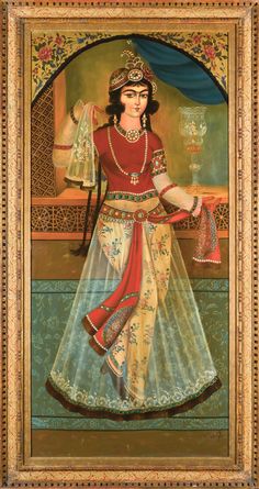 Ancient Persian Clothing, Ghajar Painting, Qajar Painting, Persian Clothing, Persian Miniatures, Ancient Persian Art, Persian Painting, Persian Princess, Persian Women