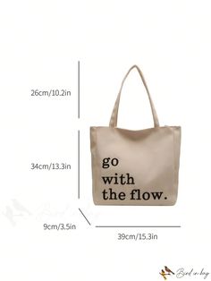 BirdinBag - Embroidered Small Shopper Bag for Graduates & Students, Ideal for Outdoors, Travel & School Trendy Beige Canvas Bag With Letter Print, Embroidered Canvas Bags For Daily Use, Daily Use Embroidered Canvas Bags, Embroidered Canvas Bags For Everyday Use, Beige Canvas Bag With Letter Print For Everyday, Beige Letter Print Canvas Bag For Everyday Use, Embroidered Canvas Shoulder Bag For Everyday Use, Embroidered Canvas Everyday Bag, Beige Canvas Shoulder Bag With Letter Print