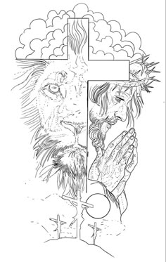 jesus and the lion are depicted in this coloring page