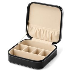 This small sunglasses travel case allows you to organise and protect up to 3 pairs of reading glasses or sunglasses while travelling. Add the divider for extra storage for your smaller items – rings, cufflinks, earrings or necklaces. The interior is lined with soft velvet so whatever you store inside will stay safe from scratches. When you’re ready to travel, zip the case closed and you’re off. Store and organise smaller pieces in the extra pockets on the inside of the lid. Made from black imita Luxury Leather Travel Accessories Gift, Classic Black Travel Accessories, Black Rectangular Travel Organizer Case, Black Rectangular Travel Organizer, Black Travel Organizer In Rectangular Case, Elegant Black Travel Accessories For Everyday Use, Travel Black Rectangular Case Organizer, Classic Black Rectangular Travel Accessories, Black Rectangular Travel Accessories For Storage