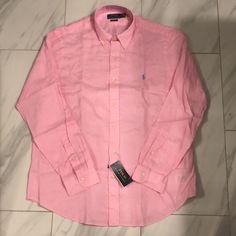 Men’s Polo Ralph Lauren Classic Fit Linen Shirt Price Is Firm At $80. Color: Pink/Blue Condition: 10/10 New W Tags Pink Slim Fit Cotton Top, Pink Slim Fit Button-up Shirt, Pink Slim Fit Button-up Tops, Pink Slim Fit Collared Top, Pink Collared Slim Fit Top, Classic Pink Relaxed Fit Top, Pink Slim Fit Cotton Shirt, Classic Pink Long Sleeve Tops, Pink Cotton Tops With Spread Collar