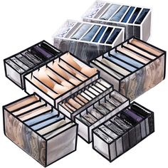 PRICES MAY VARY. Value Package Combination: You will receive 9 pack clothes organizer drawer divider in total, 7 of them is 7 cell and 1 of them are 6 cell, and the remaining 1 are 11 cell. Different styles are enough to meet your storage needs for different clothes Multiple Usage: Very suitable for storing underwear, socks, leggings,T-shirts, jeans. Besides, desk trivial, bathroom supplies and kitchen supplies can also be put inside. There are multiple compartments for sorting and organizing yo Wardrobe Clothes Organizer, Closet Storage Drawers, Clothes Drawer Organization, Clothes Drawer, Stackable Storage Boxes, Drawer Organization, Ventilation Design, Clothes Organizer, Drawer Divider