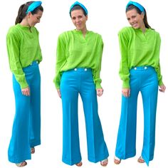 Metallic Fuchsia High Waisted Amelia Pants - James Ascher Green And Purple Outfit, Turquoise Pants, Turquoise Clothes, Cute Professional Outfits, Colorful Wardrobe, Color Combos Outfit, Combination Fashion, Color Blocking Outfits, Color Combinations For Clothes