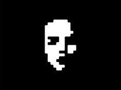 an image of a pixel head on a black background