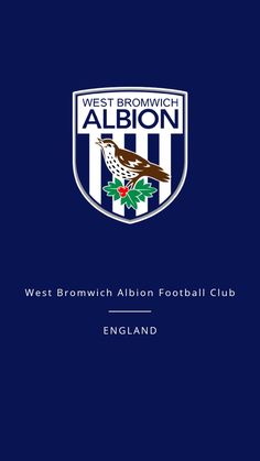 the west bromwich albion football club logo on a blue background with white and green stripes