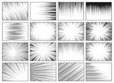 a set of nine different lines that are drawn in black and white, each with an interesting