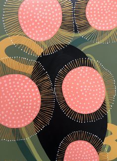 an abstract painting with circles and dots