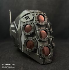 This is a Matte Black variant of my "HACKER//V1:Type-A" full face mask design, featuring circular tinted lenses with a red color. Tech Specs: Frame Material - FDM 3d Print Armor Material - 3d Printed/Steel Fasteners Lens - Tinted Circular Lenses (Functional Sunglasses) x 7 Padded - Yes If you would like this mask in a custom color, check out this listing here! https://www.etsy.com/listing/1519074769 The masks are fully adjustable for adults and made in limited runs, custom sizing is not currentl 3d Printed Armor, Full Face Mask Design, Armor Mask, Cyberpunk Tech, Cool Bike Helmets, Gas Mask Art, Specs Frame, Helmet Concept, Cute Mask